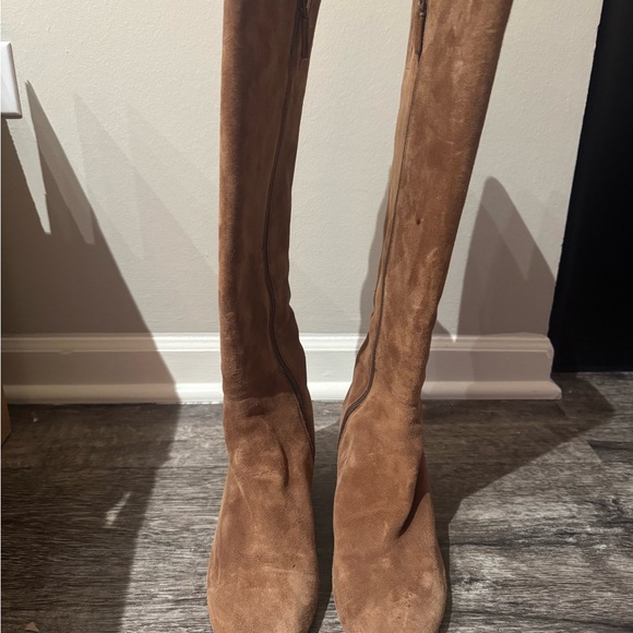 Cognac Suede Knee-High Cole Haan Women's Riding Boots - Picture 2 of 3